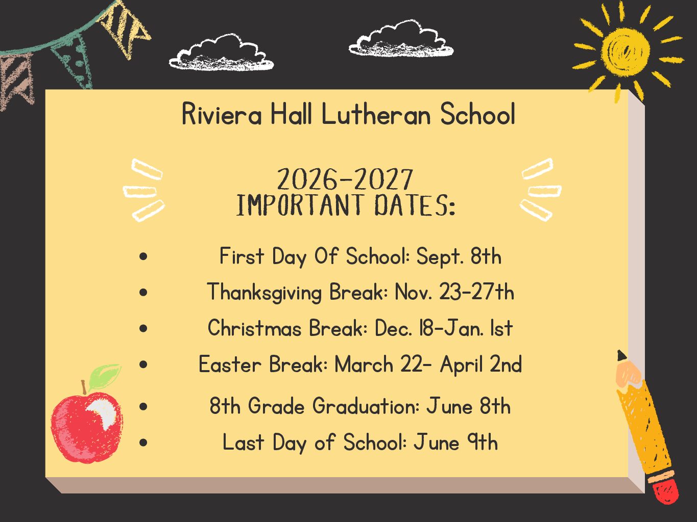 Important Dates 2026-2027